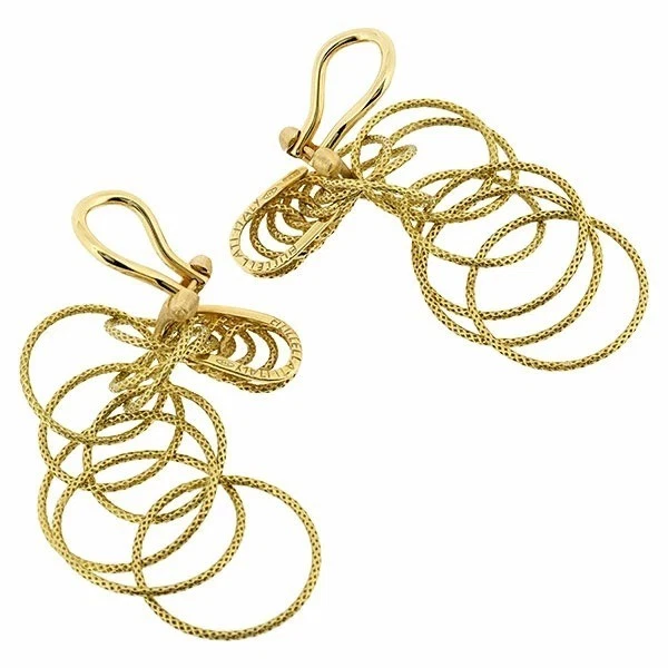 Buccellati 18k Yellow Gold Hawaii Collection Long 50mm Dangle Drop Clip Earrings - Image 1 of 1