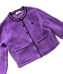 Sandro Paris Purple Cropped Jacket – Textured Terry Blazer Size 2 (S) - Picture 1 of 8