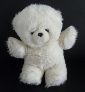75. DOUDOU PELUCHE OURS VINTAGE BOULGOM BLANC bout de patte plastique 28cm - TBE - Imagen 1 de 6