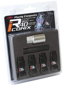 Project Kics 12X1.50 R40 Iconix Black Lug Nut Lock Set - 4 - Picture 1 of 1