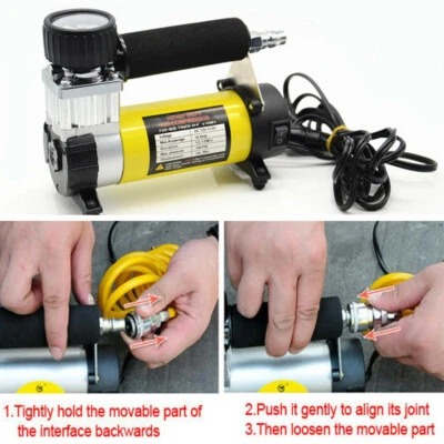 Compresor eléctrico de bomba de aire de rueda de coche herramienta inflador de neumáticos de neumáticos automático 12V 100PSI Foto 1 de 4