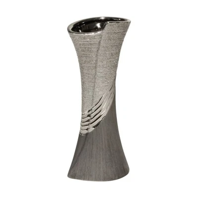 Keramik-Vase - Gilde Blumenvase Bridgetown 30 cm grau-silber - Deko Design - Bild 1 von 2