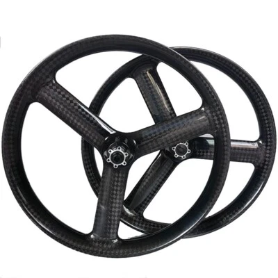 26" 3 Spokes Fat Bike Wheels Carbon Fiber Sand Snow Bicycle Wheelset Tubeless - Image 1 of 4