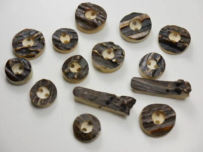 14 Stück Horn Trachtenknöpfe 6 d=19 mm 6 d=15 mm 2 d=9 mm Zierknöpfe  TK-III-29 - Bild 1 von 3
