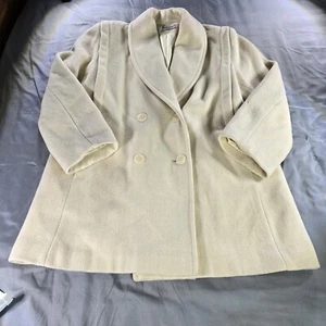 Vintage Forecaster of Boston Jacket Womens 10 Cream Wool Blend Pea Coat 60s READ - Picture 1 of 14