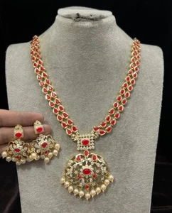 Emerald Stones Necklace/ Wedding Necklace/ Wedding Jewelry/ Party Wear Necklace/ - Picture 1 of 10