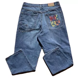 Vintage 90s 2000s Y2K Makaveli 2PAC Tupac Jeans 36x30 Rap Hip Hop Baggy Wide Leg - Picture 1 of 6