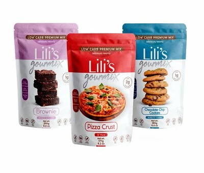 Paquete de películas Lili’s Gourmix; Brownie; galletas y pizza en una caja Foto 1 de 4