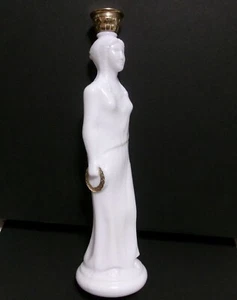 Vtg AVON Milk Glass Greek Woman SKIN-SO-SOFT BOTTLE Carrying Gold Laurel Wreath - Picture 1 of 12