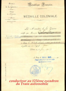 089 - Diplôme Médaille Coloniale MAROC attribution en 1925