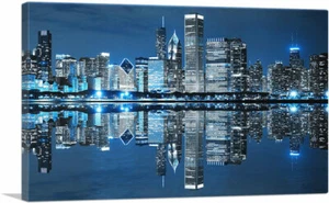 ARTCANVAS Blue Chicago Illinois Skyline Canvas Art Print - Bild 1 von 15