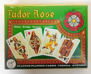 "TUDOR ROSE" PIATNIK PLAYING CARDS (No 2137) OPENED BOX WITH 2 X SEALED DECKS - Picture 1 of 24