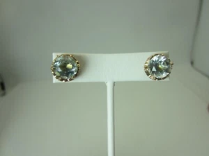 Vintage 10k Rose Gold Light Blue Aquamarine Earrings 5 ct - Picture 1 of 12
