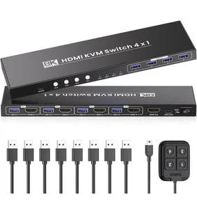 4 Port HDMI 2.1 KVM Switch USB 3.0 8K@60hz 4K@120hz - Afbeelding 1 van 5