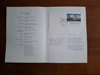 RARE SIGNED #UX166 19c  National Cathedral  Postal Card First Day Ceremony - Image 1 of 3