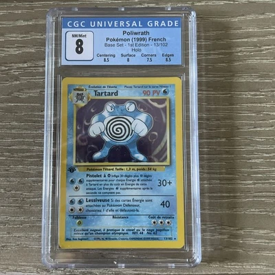 1999 Pokémon French Base Set 1st Edition Poliwrath Holo Tartard CGC 8 NM/Mint - Image 1 of 2