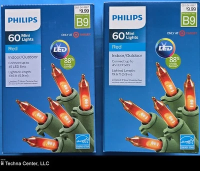Philips LED 60 Red Mini Lights, Red, B9, Indoor/Outdoor, 2 Packs - Image 1 of 4
