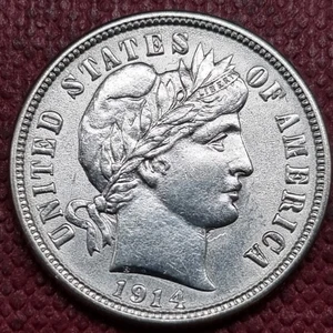 1914 Barber Dime 10c Silver BU UNC UNCIRCULATED #93375 - Picture 1 of 2