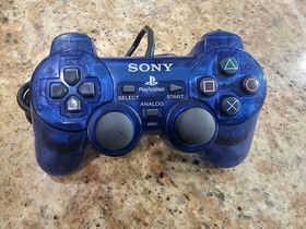 Sony PlayStation 2 PS2 Ocean Blue Clear Controller DualShock OEM SCPH-10010 Read