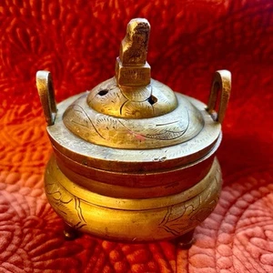 Qing Dynasty Chinese Censor Incense Burner, Lid With Finial, Stamped - Picture 1 of 2