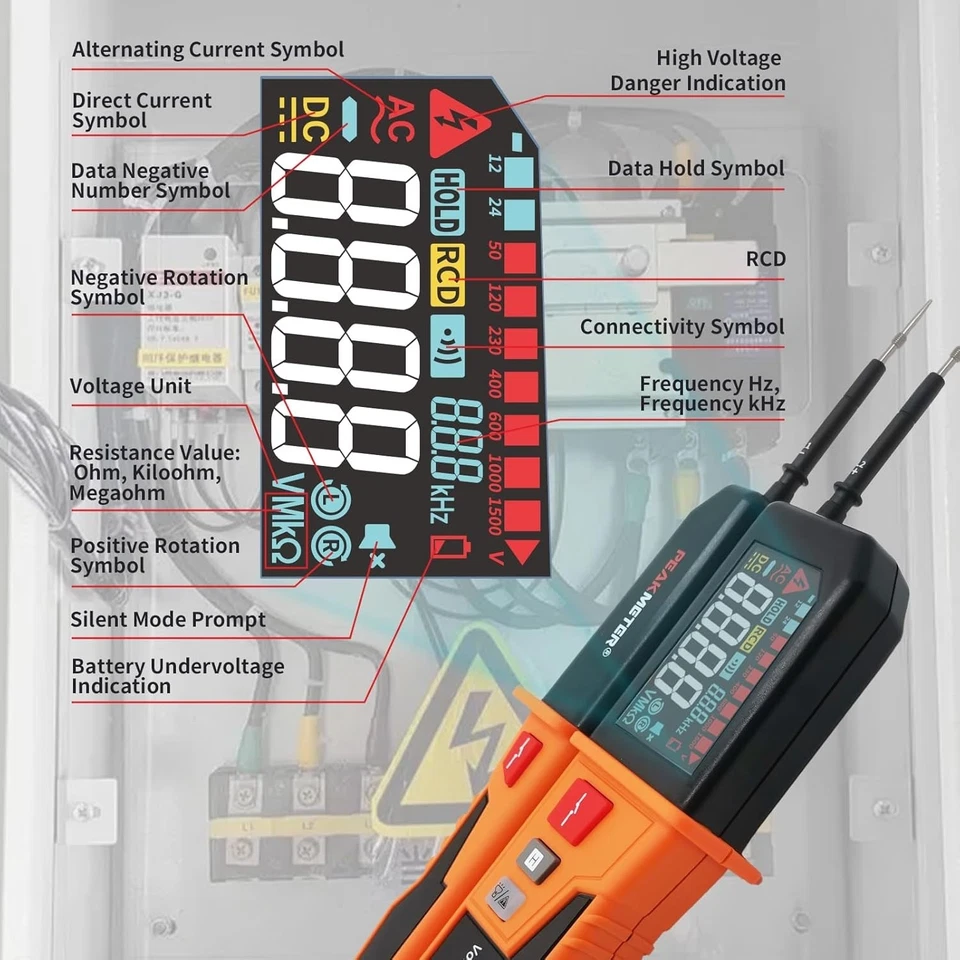 Testeur tension,continuité,fréquence, plage auto 12V~1500V, IP65, PM8200B - Photo 1/4