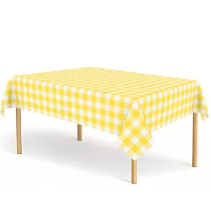 2 Pack Yellow and White Checkered Tablecloth Yellow Gingham Plastic Table Clo... - Picture 1 of 7
