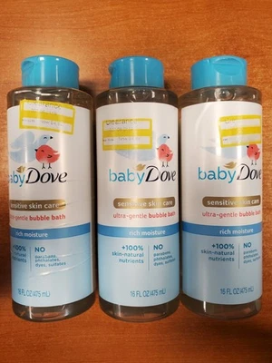 Paquete de 3: Baño de burbujas ultra suave Baby Dove Sensitive rica humedad 16 oz. ea E6B Foto 1 de 3