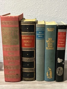 Vintage German Language Book Lot of 5 Staging Decor Prop Instant Library HC - Foto 1 di 18