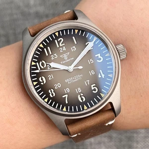 Leichte 39mm Herren Automatik Uhr Titangehäuse Japan NH35A 20ATM Pilot Saphir - Bild 1 von 6