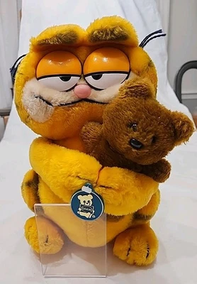 1981 Vintage 12" Garfield Holding Pooky Urso de Pelúcia Original Dakin Tush Tag - Imagem 1 de 4