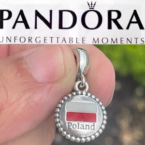Rare Pandora Exclusive Country of Poland Flag Colors dangle charm - Picture 1 of 7
