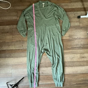 FREE PEOPLE Jumpsuit Khaki Grün Baumwolle INTIMATE Langarm Oversize GEBRAUCHT - Bild 1 von 8