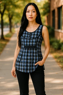 Anthropologie Odille Tank size 2 Silk Blend Blue Sleeveless Blouse - Image 1 of 4