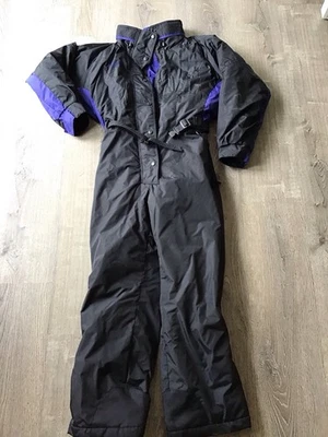 COLUMBIA Sportswear Co. Ladies Size Large 1 Piece Snow Suit Black Purple VTG - Image 1 of 4