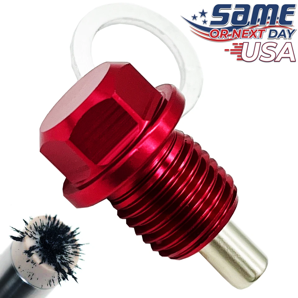RED M14 x 1.5 MAGNETIC Oil Drain Plug HONDA ACURA MITSUBISHI - FAST USA SHIP - Image 1 of 4