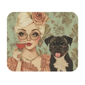 Mops und Kokette Tag Trink Geschenk Mauspad (Rechteck) - Bild 1 von 5