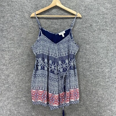 Top Jessica Simpson Mujer M Azul Maternidad Geométrico Sin Mangas Forrado con Cinturón Foto 1 de 4