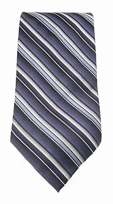 Corbata de seda a rayas negra púrpura plateada 57" x 3,75" para hombre JOSEPH & FEISS Foto 1 de 4