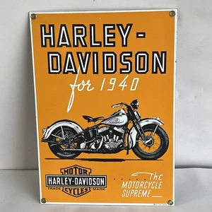 Harley - Davidson für 1940 orange Porzellan Ande Rooney Schild - Bild 1 von 3