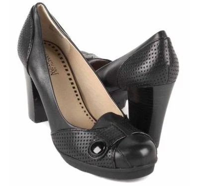 New KENNETH COLE REACTION Women Leather Black Heel Pump Shoe Sz 7.5 M - Image 1 of 3