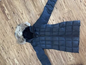 CANADA GOOSE Down Fur-trim Hooded Slim Fit Coat Jacket Navy Women's XS $1550 - Picture 1 of 5