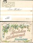 184377,Namenstag Präge Litho Blumenschrift Blumen Papierrolle 