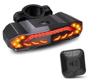 Bike Taillight with Turn Signals Auto ON/Off USB Rechargeable 110dB Bicycle Horn - Picture 1 of 12