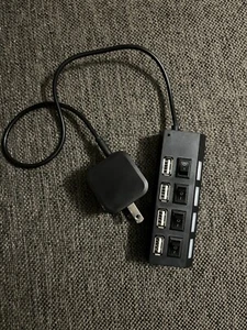 4-Port USB 2.0 Multi Charger Hub High Speed Adapter ON/OFF Switch Laptop/PC - Picture 1 of 1