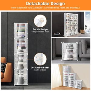 Storage Organizer Shoe Rack Clear Unit Cube Cabinet 12 Tier Shelf Stackable DIY - Picture 1 of 29