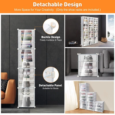 For 36 Pairs Shoes 12 Tiers Shoe Rack Box Organizer Stackable Cabinet Storage - Image 1 of 4