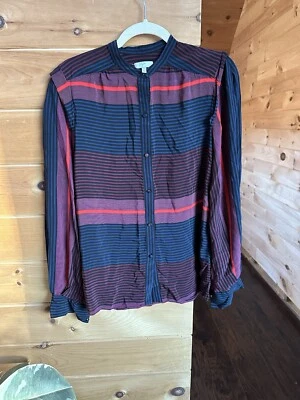 Women's Joie Button Top Blouse Shirt Size XS Joie Long Sleeve Striped Foto 1 de 3