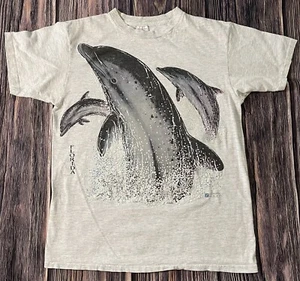 1991 Dolphins Florida Vintage Shirt Size Large Coastal Wear Puff Print 90s Delta - Picture 1 of 8