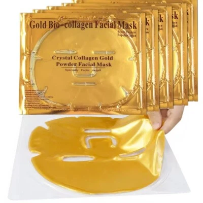 24K  5 Pack Premium Gold Bio Collagen Face Mask Nourishes Firms Hydrates Skin - Image 1 of 4