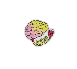 Brain Patch Brain Charging Embroidery Patch Iron on Sew on Clothing Bags - Picture 1 of 2